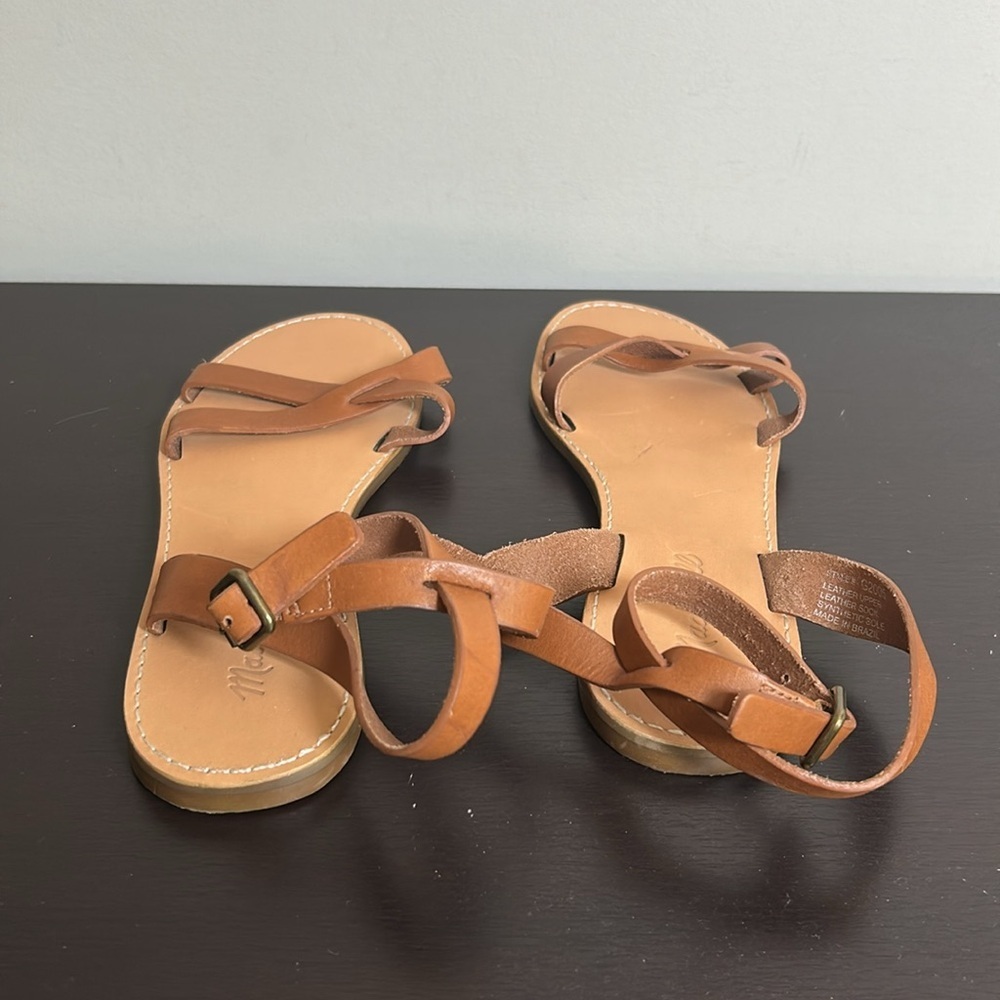MADEWELL The Boardwalk Crisscross Sandal Brown Leather Brazil Sz 8 NEW - Picture 6 of 10